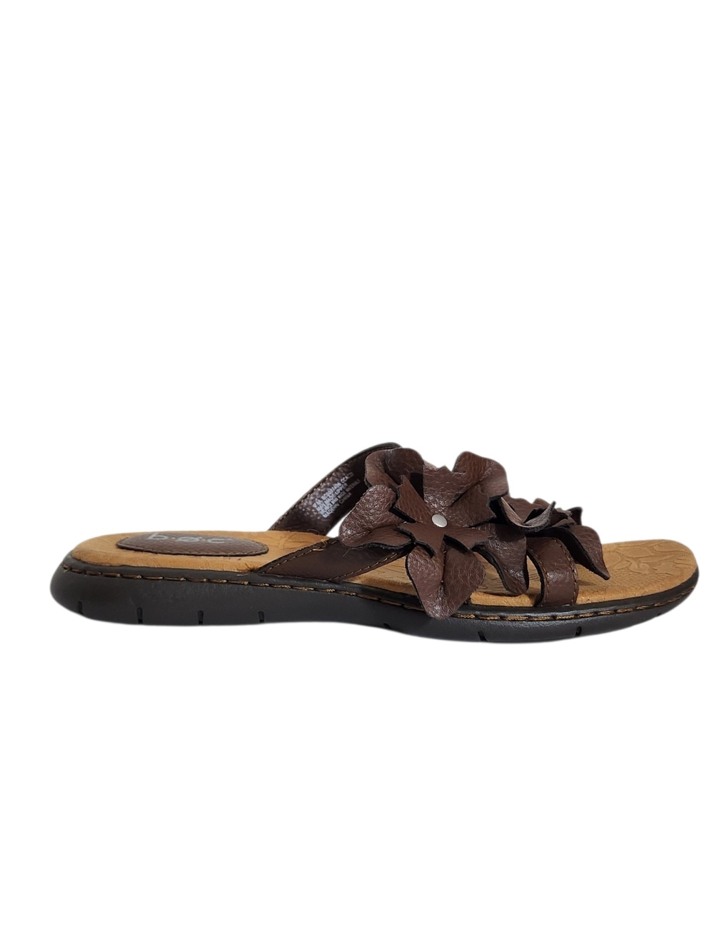 B.O.C. Brown Boho Slip-On Toe Sandals with Floral Accent Size 7